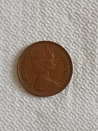 moneta da un penny del Regno Unito del 1980.