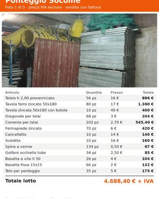 Ponteggi, tubi Innocenti e materiale da cantiere