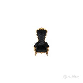 Trono Luigi XVI in Mogano e Velluto Nero - Spedizi