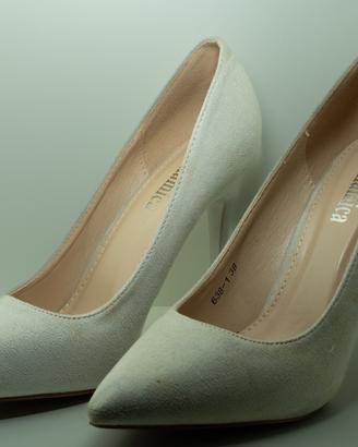 Décolleté donna beige in pelle scamosciata Beige