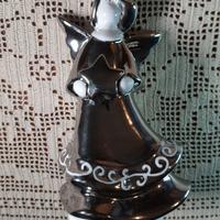 Statuetta angelo in porcellana argento e bianco