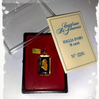 Ciondolo foglia d'oro 18 k Vintage