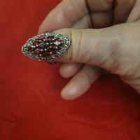 Anello argento 800 con  granata