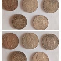 Argento Serie Monete 5 Lire Scudo Regno d'Italia 
