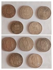 Argento Serie Monete 5 Lire Scudo Regno d'Italia 