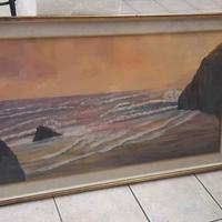 Quadro con paesaggio marino, cm. 133x75