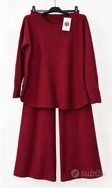 Completo Donna Bordeaux Morbido Maglia Pantaloni