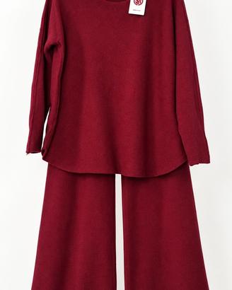 Completo Donna Bordeaux Morbido Maglia Pantaloni