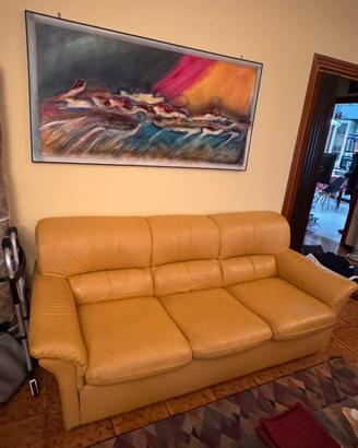 Divano in pelle con due poltrone