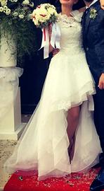 vestito da sposa bianco corto davanti/lungo retro