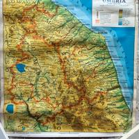 Carta murale fisico politica Marche Umbria