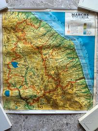 Carta murale fisico politica Marche Umbria