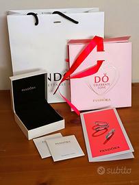 PANDORA Shopping bag bianca+astuccio rigido+OMAGGI