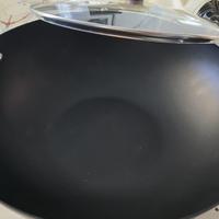 Jobin 32 cm Wok in Acciaio al carbonio e coperchio