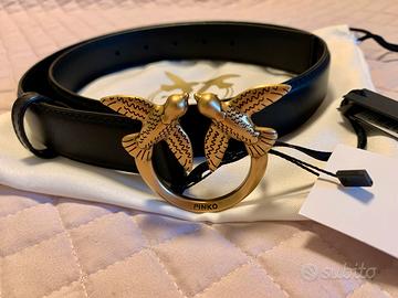 Cintura PINKO Love Berry H3 in pelle nera Nuova