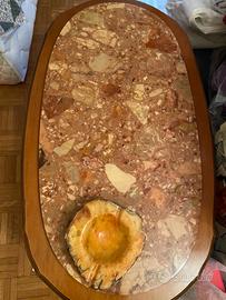 Tavolo salotto legno e marmo