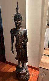 Statua Buddha in legno, in piedi, altezza 150cm