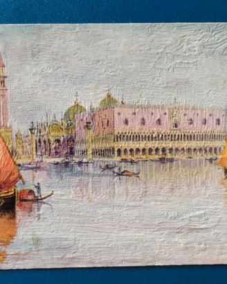 Venezia Cartolina antica simile a pittura ad olio