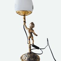 Lampada da tavolo vintage con putto dorato