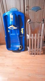 2 slittino da neve  1 legno vintage+1 bob 
