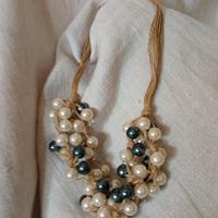 collana artigianale perle sintetiche e corda