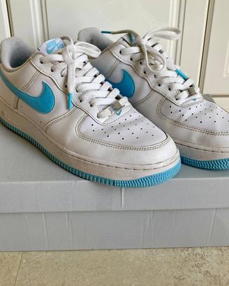 Scarpe Nike Air Force 1 Bianche Azzurre n.44