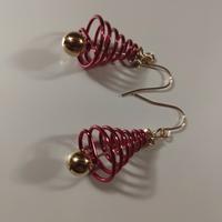 Coppia orecchini albero di natale colore rosso