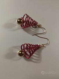 Coppia orecchini albero di natale colore rosso