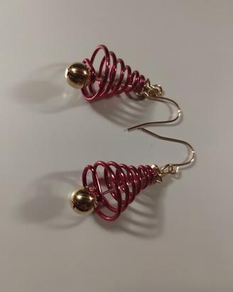 Coppia orecchini albero di natale colore rosso