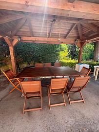 Set tavolo + 8 sedie in legno da esterno 🌿🍷