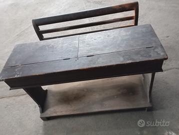 Banco da scuola in legno vintage del '800
