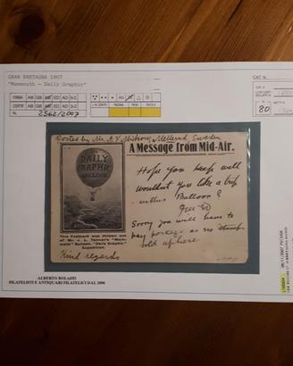 CARTOLINA G.B. 1907 - VOLO CON PALLONE MAMMOTH
