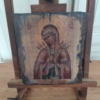 Icona Vergine dei Sette Dolori su tavola antica