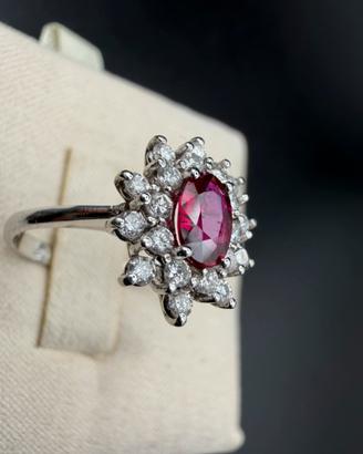 Anello in oro bianco 18 k  rubino e diamanti
