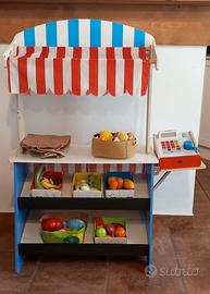 Mercatino e Teatrino 2 in 1 in Legno per Bambini