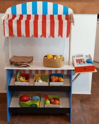 Mercatino e Teatrino 2 in 1 in Legno per Bambini