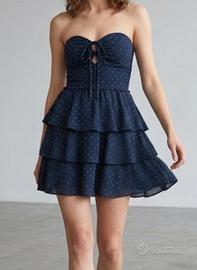 Abito corto elegante blu scuro + strass argentati