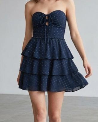 Abito corto elegante blu scuro + strass argentati