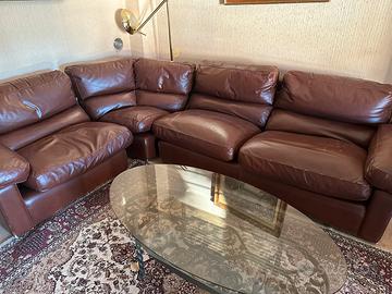 Poltrona Frau in pelle marrone,  4 posti