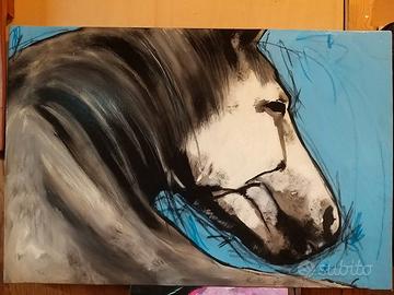 DIPINTO A MANO SU TELA,RITRATTO CAVALLO
