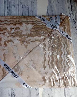 completo lenzuola matrimoniale beige a fiori