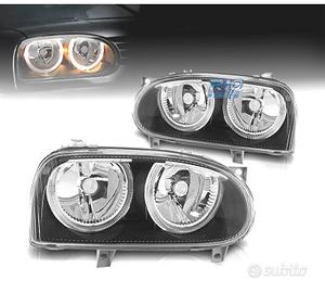 FARI VOLKSWAGEN VW GOLF 3 ANGEL EYES FONDO NERO H7