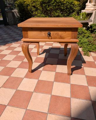 comodino in legno di teak con 1 cassetto 