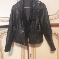 chiodo pelle donna nero 42