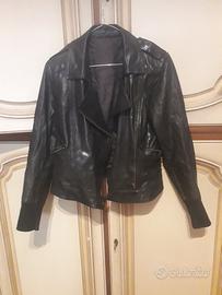 chiodo pelle donna nero 42