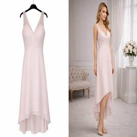 Abito rosa cipria da cerimonia con perline – quali