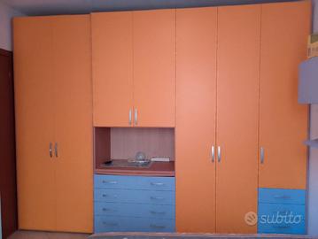 Camera da letto doppia per ragazzi, in legno