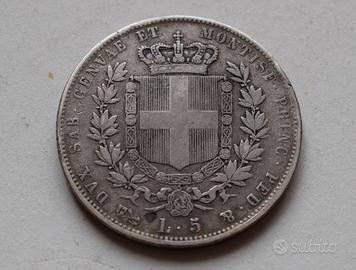5 LIRE 1854 GENOVA - VITTORIO EMANUELE II