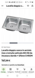 LAVANDINO DOPPIO POZZETTO ACCIAIO INOX