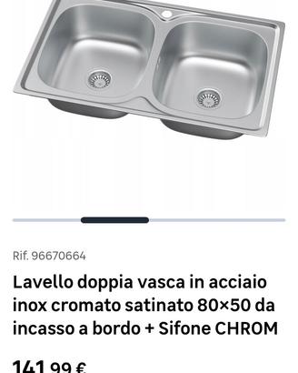 LAVANDINO DOPPIO POZZETTO ACCIAIO INOX